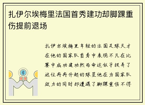 扎伊尔埃梅里法国首秀建功却脚踝重伤提前退场