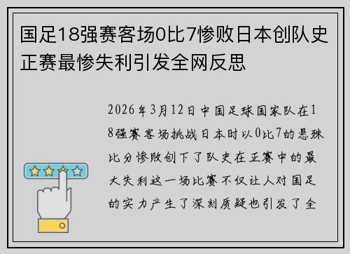 国足18强赛客场0比7惨败日本创队史正赛最惨失利引发全网反思